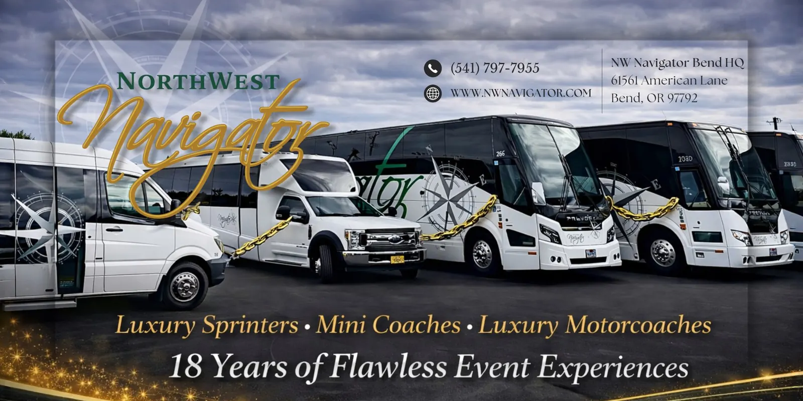 Landscape banner showing the Northwest Navigator coach fleet