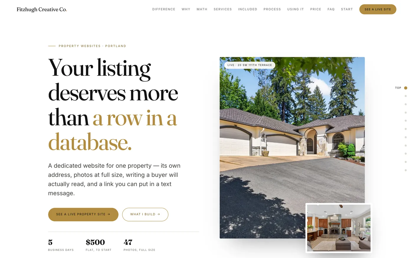 Fitzhugh Creative homepage reading Your listing deserves more than a row in a database