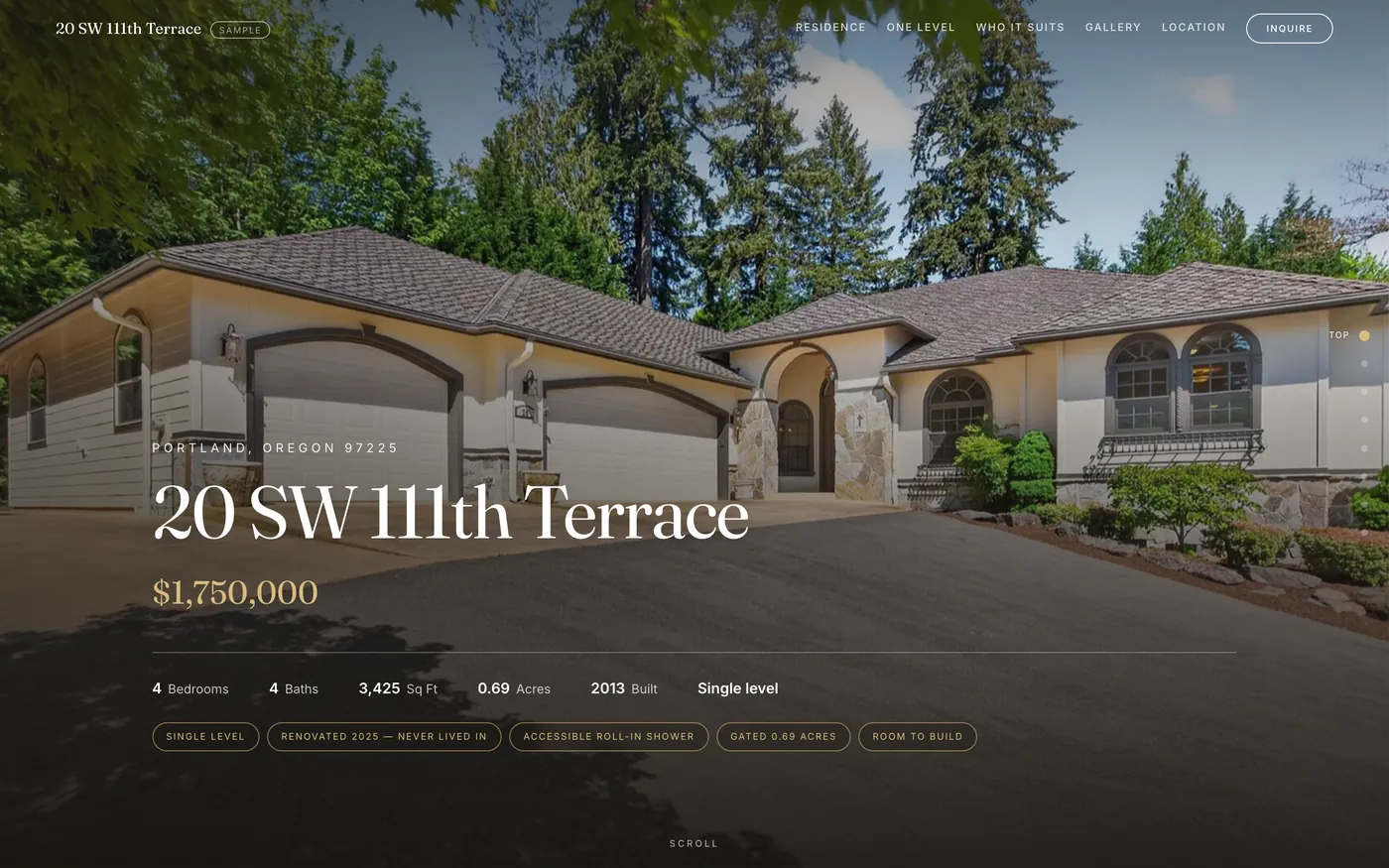 A single-property listing site